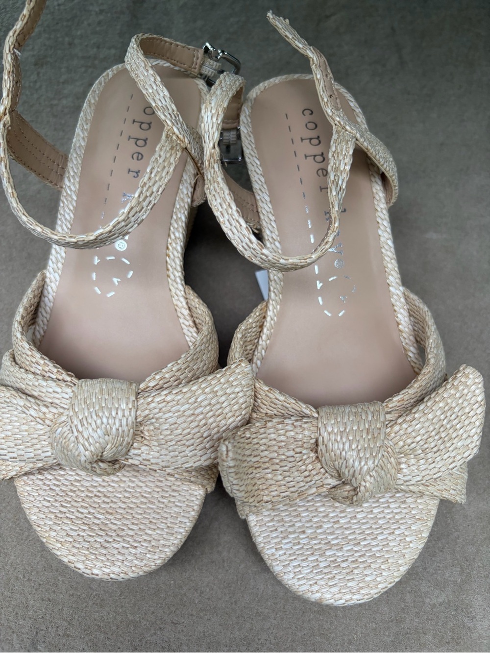 Copper Key Cream Woven Knot Sandals - Women size 2